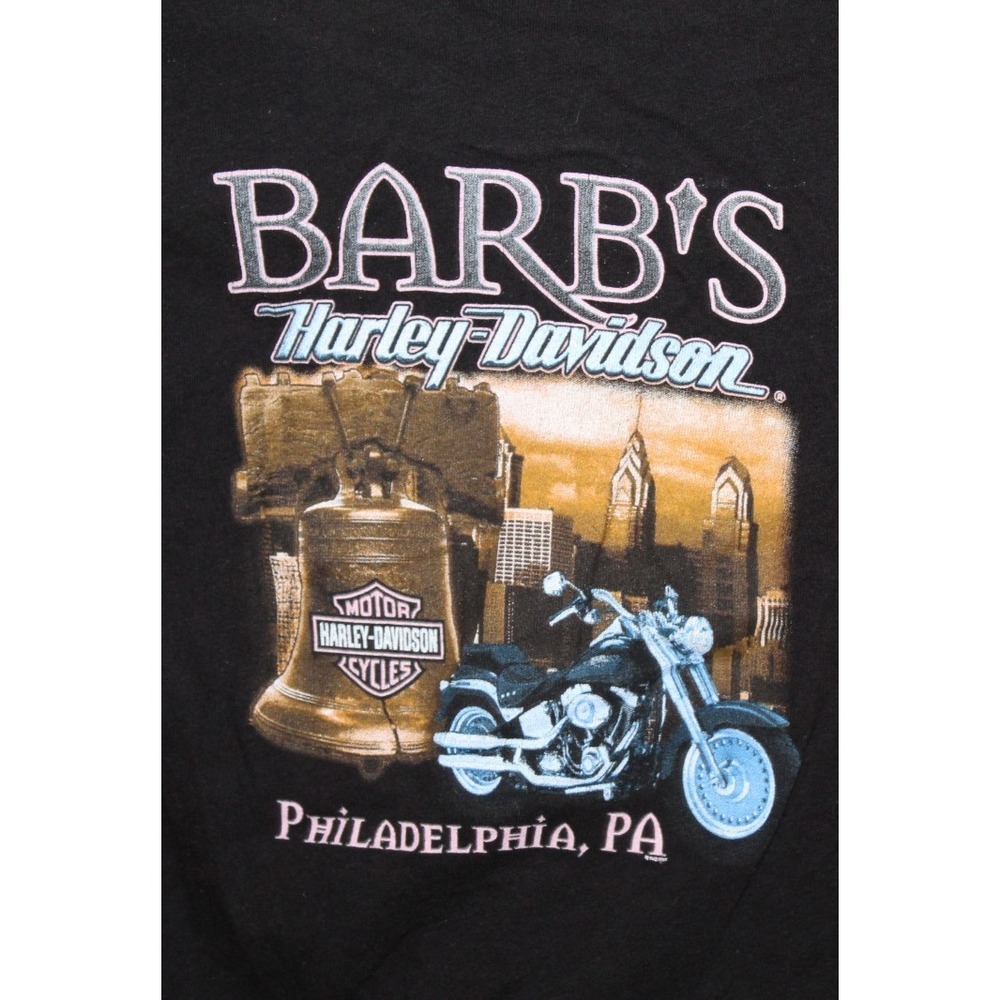 Harley Davidson T Shirt Womens Small Black Barbs Philadelphia PA Biker Tee